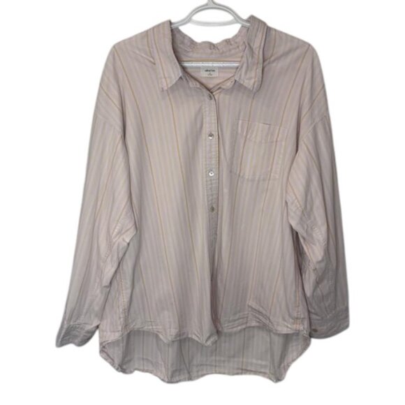 Aritzia Wilfred Free pinstriped relaxed button up shirt women's size M - Picture 4 of 9